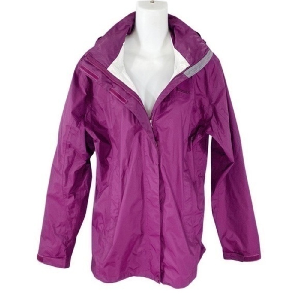 Marmot purple zipper front adjustable hoodie windbreaker jacket Large